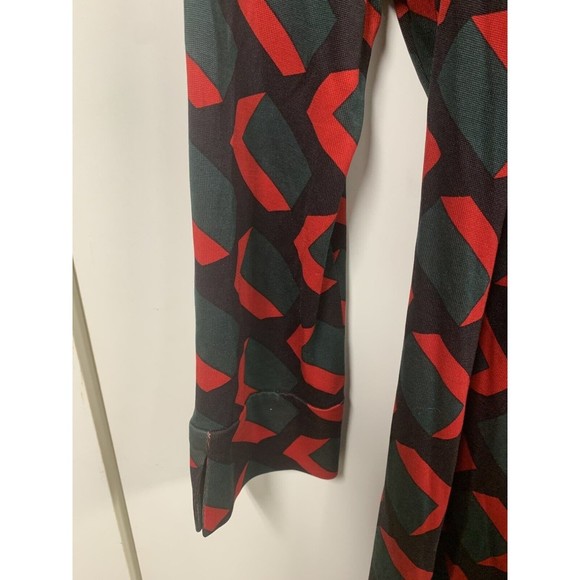 Diane Von Furstenberg Vintage Womens Silk Geometric Wrap Dress Red Black 00 - Picture 3 of 14